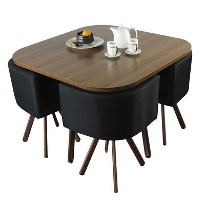 Juego de Comedor Vincenzi R6545 4 Sillas Negro