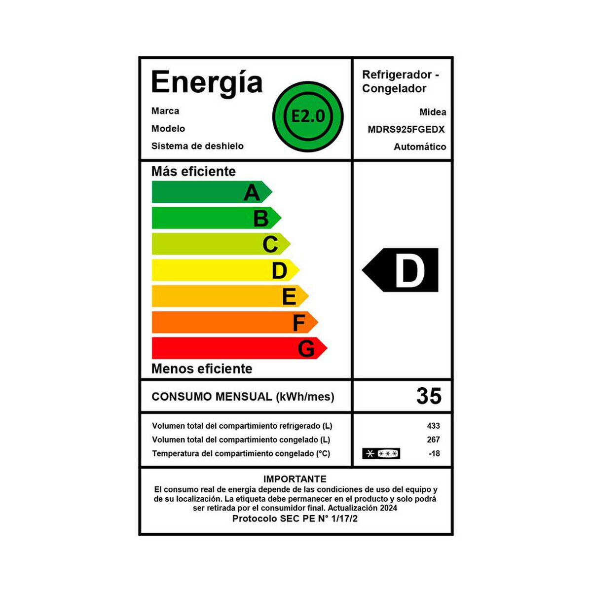 Refrigerador Side by Side Midea MDRS925FGEDX 700 litros  Side by Side