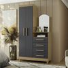 Cómoda Vekkahome Capri 4 Cajones 2 Puertas Negro Café