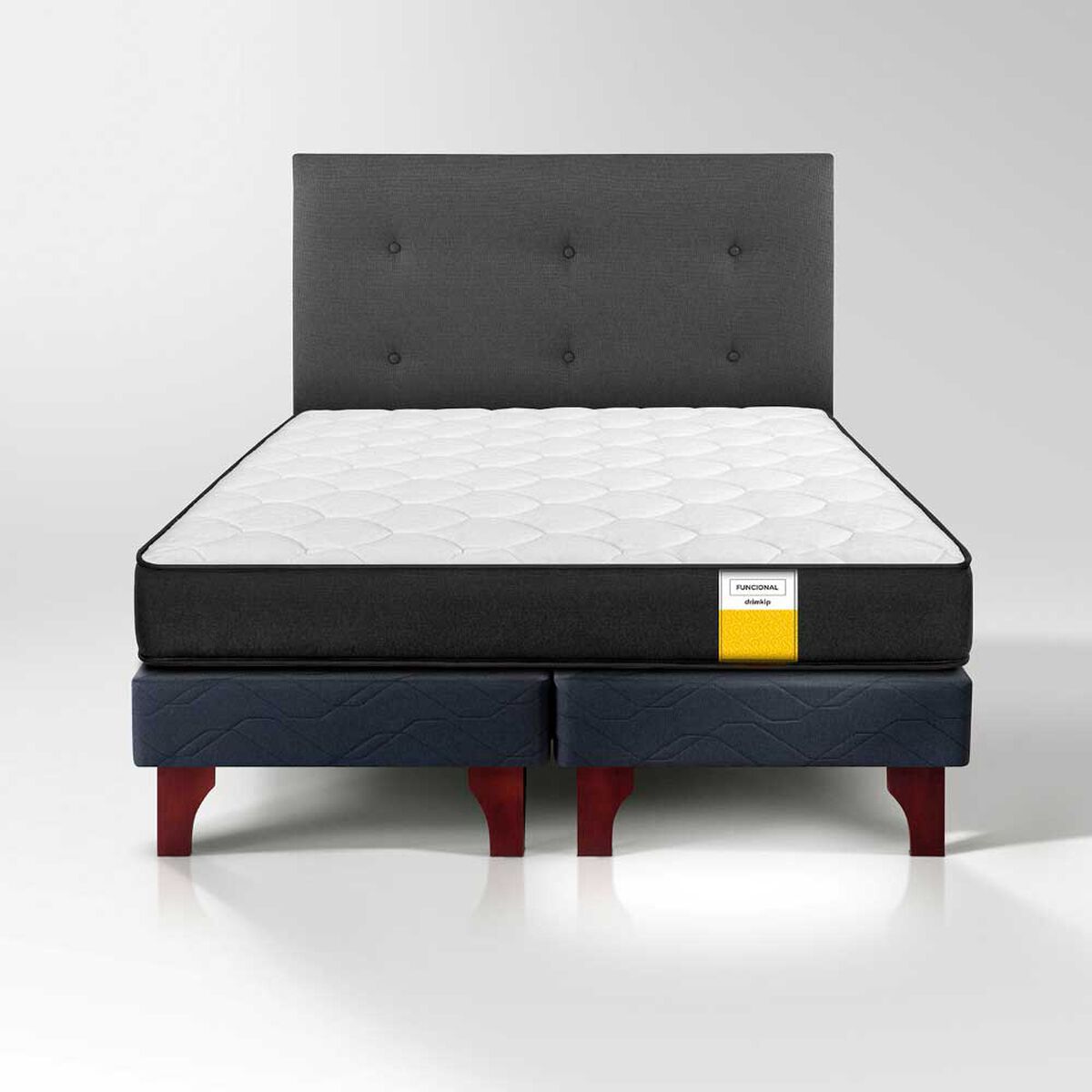 Cama Europea Drimkip 2 Plazas Funcional Base Dividida + Respaldo Royal