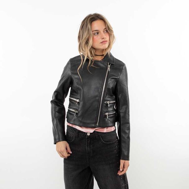 Chaqueta Crop Ecocuero Mujer Icono