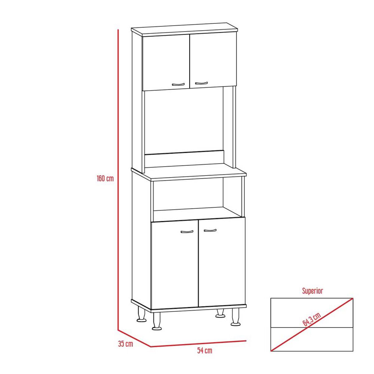 Combo Mueble Microondas + Barra de Cocina + Optimizador TuHome Kitchen Rovere Blanco