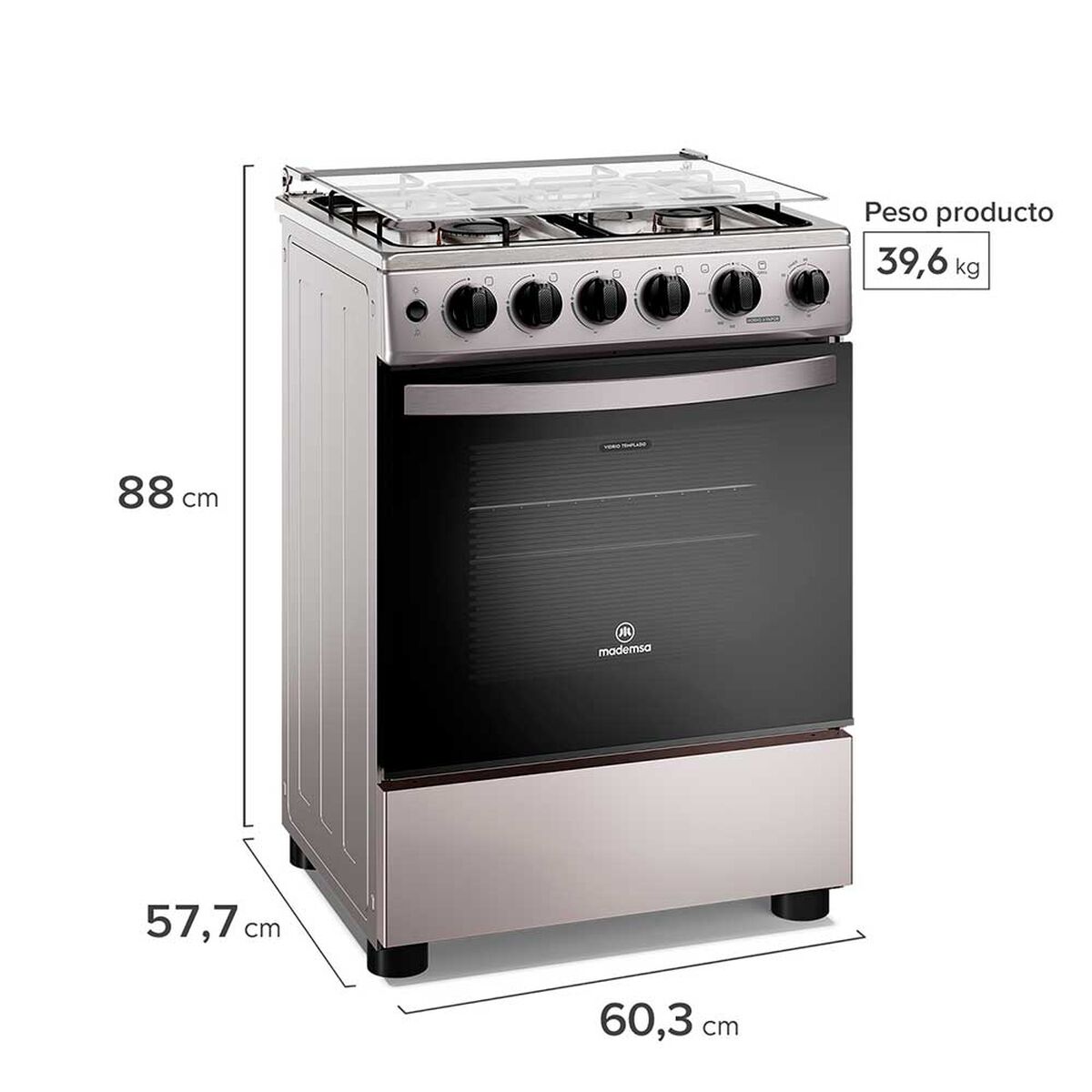 Cocina a Gas Mademsa FM4TSC 4 platos Gris