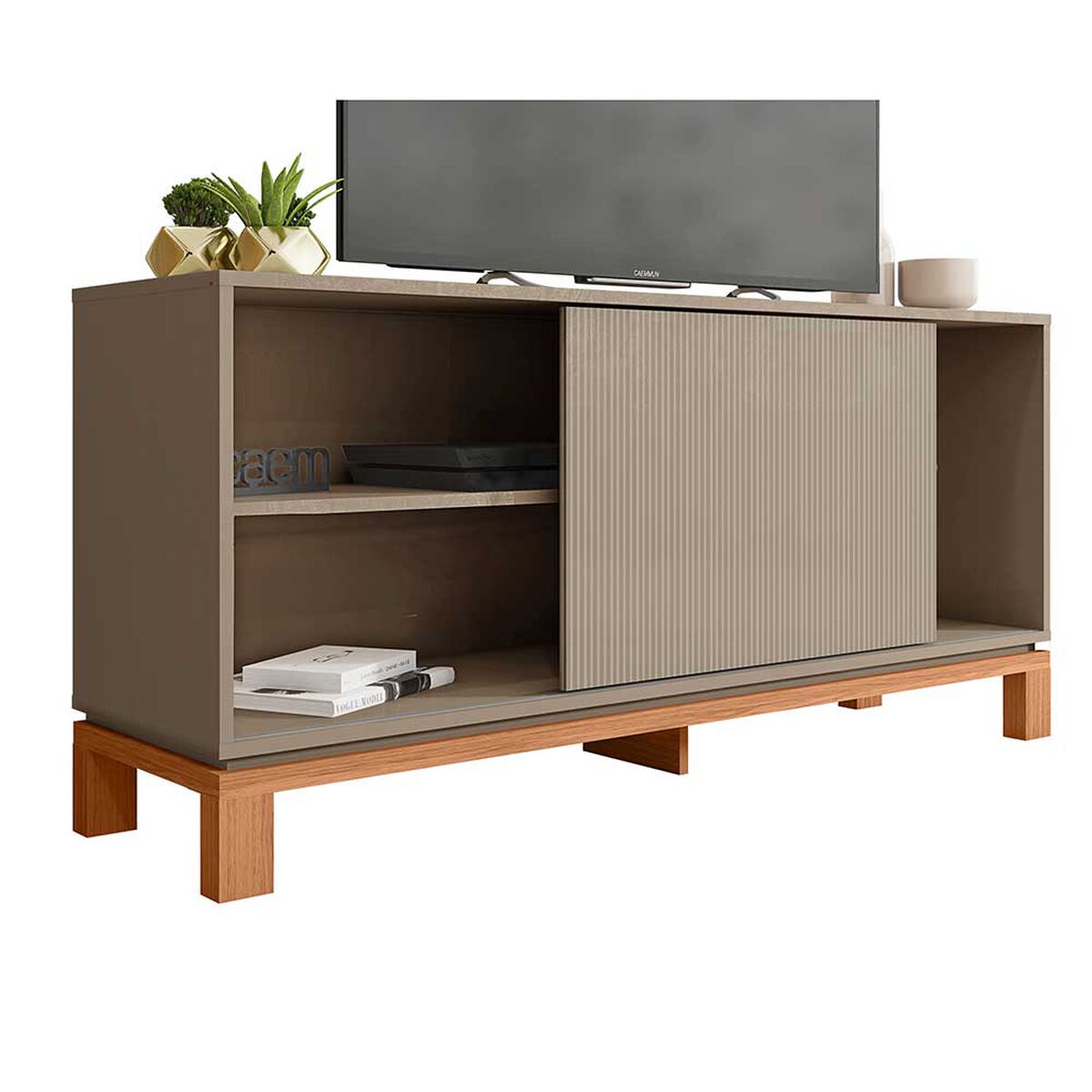 Set Panel + Rack 1.3 + Vitrina Decocasa Mondrian Gris