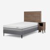 Cama Europea Rosen 1,5 Plazas Pratta + Respaldo + Velador Sicilia