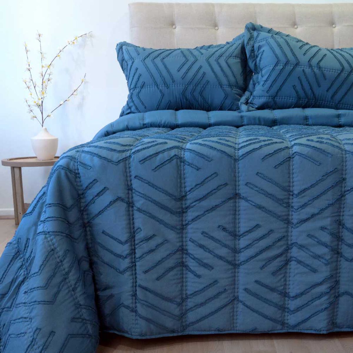 Plum&oacute;n Doral Super King Touch Nebula Liso Azul