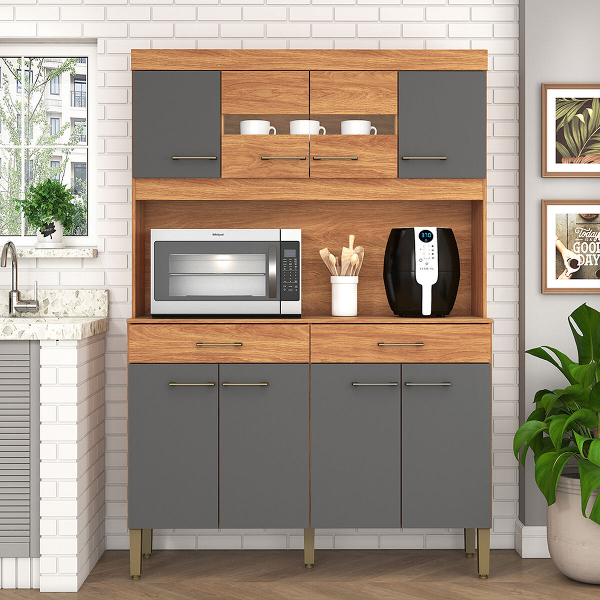 Kit Cocina Vekkahome Laura 8 Puertas Gris
