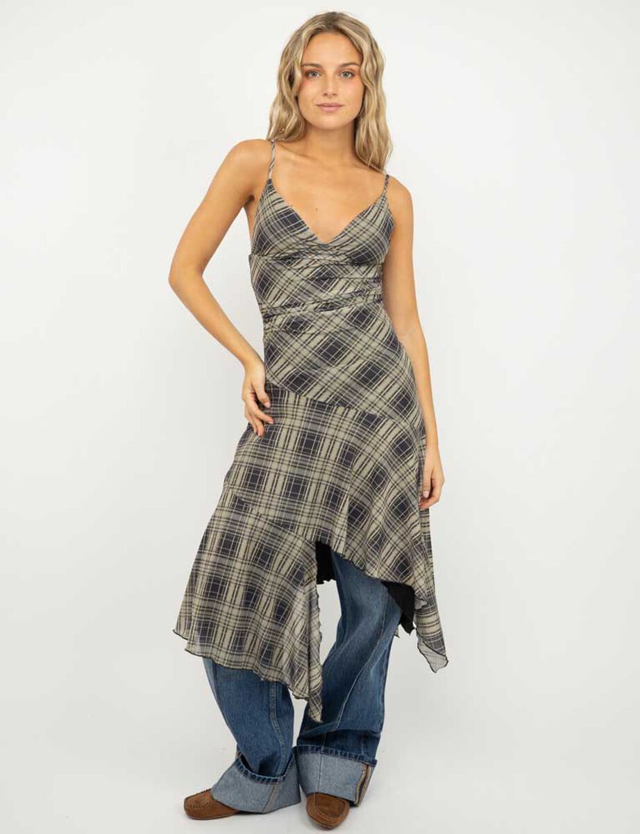 Vestido Tart&aacute;n Asim&eacute;trico Sin Mangas Mujer Icono