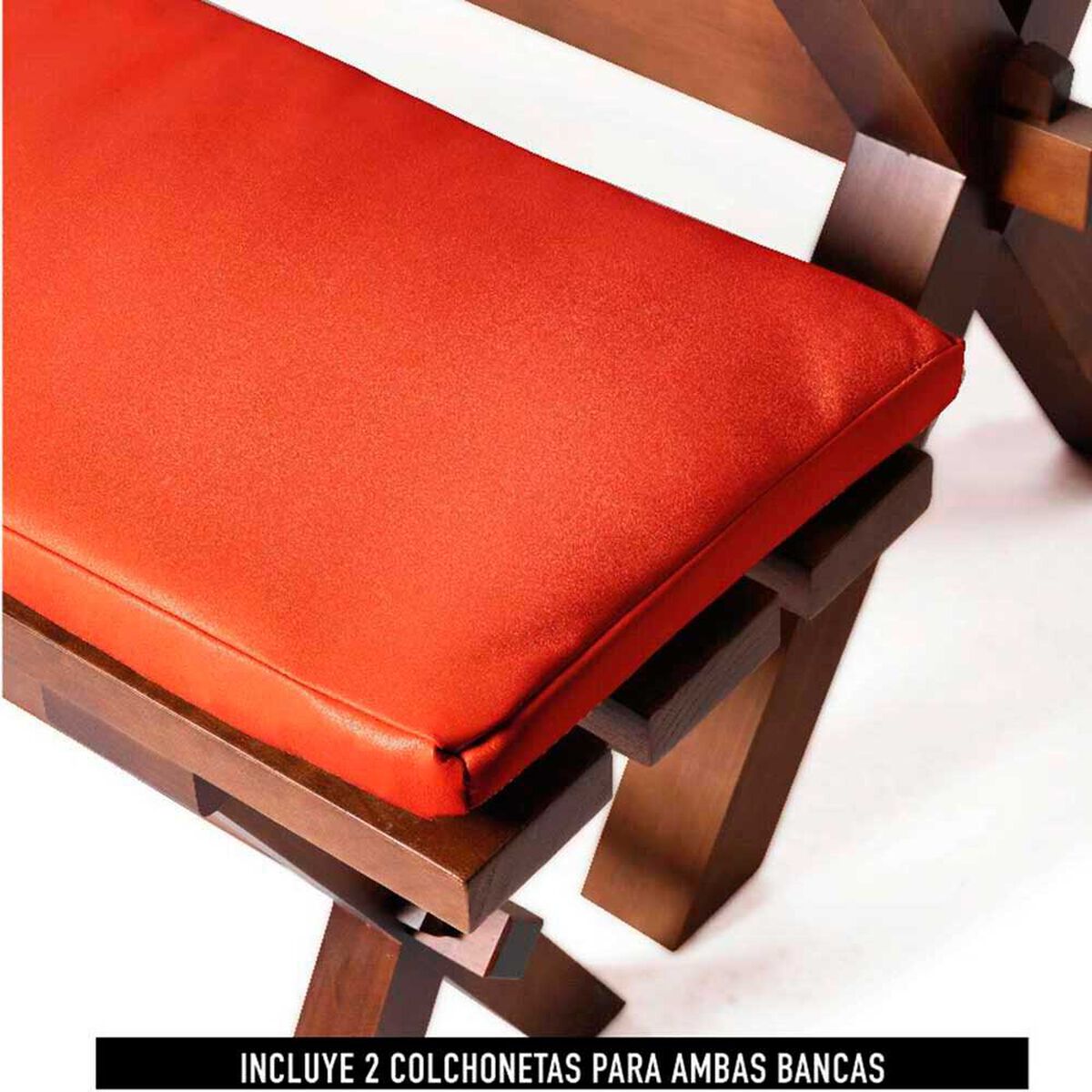 Juego de Comedor Latam Home Sevilla Oviedo 2 Sillas + 2 Bancas PU Rojo