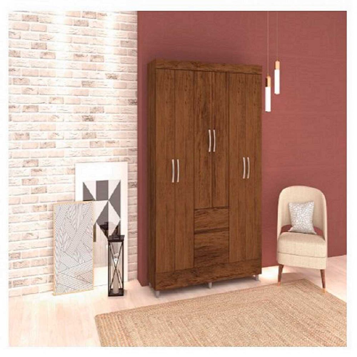 Clóset KEA Ideal 6 Puertas 2 Cajones Rustico
