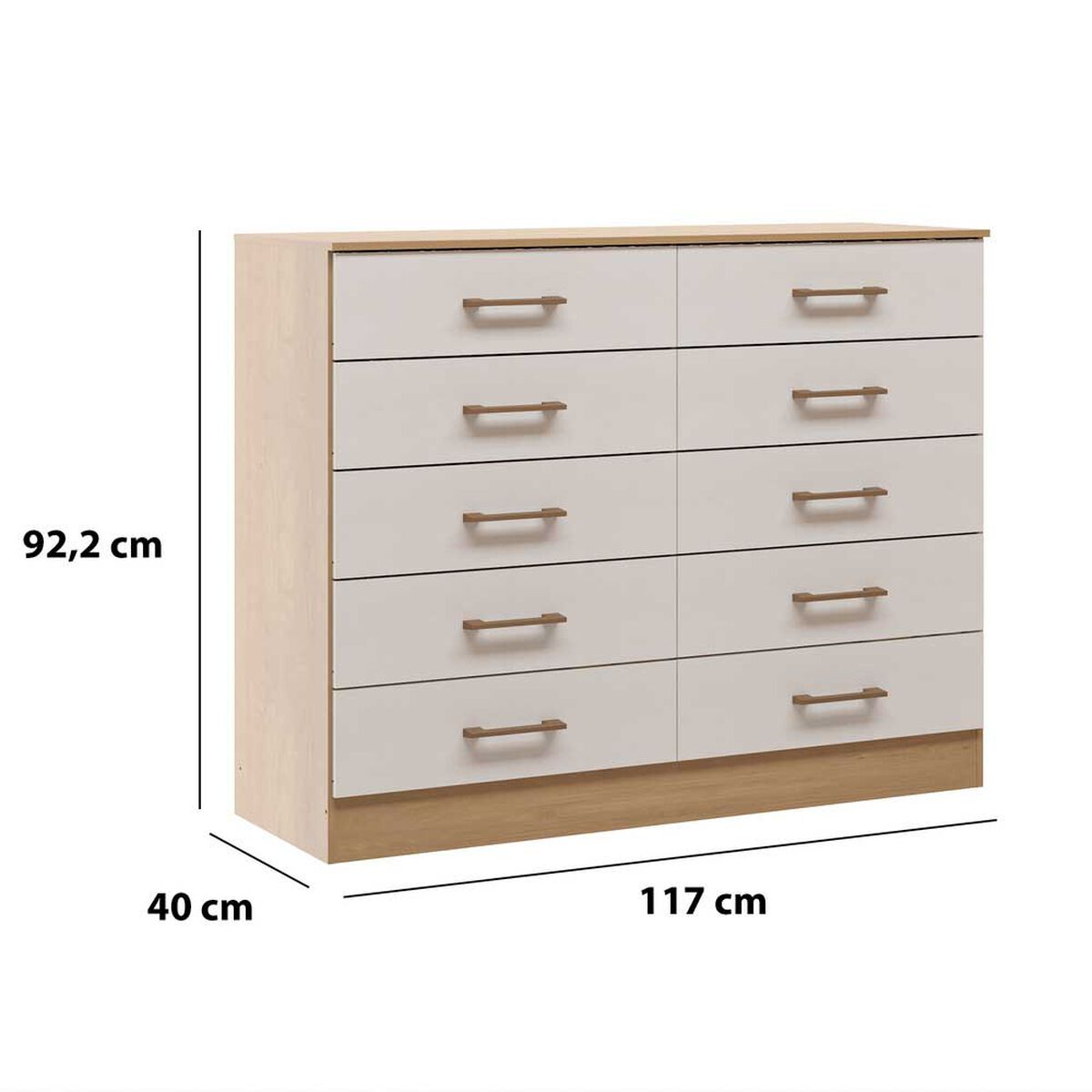Cómoda Exit 10 Cajones Roble Dakar Blanco