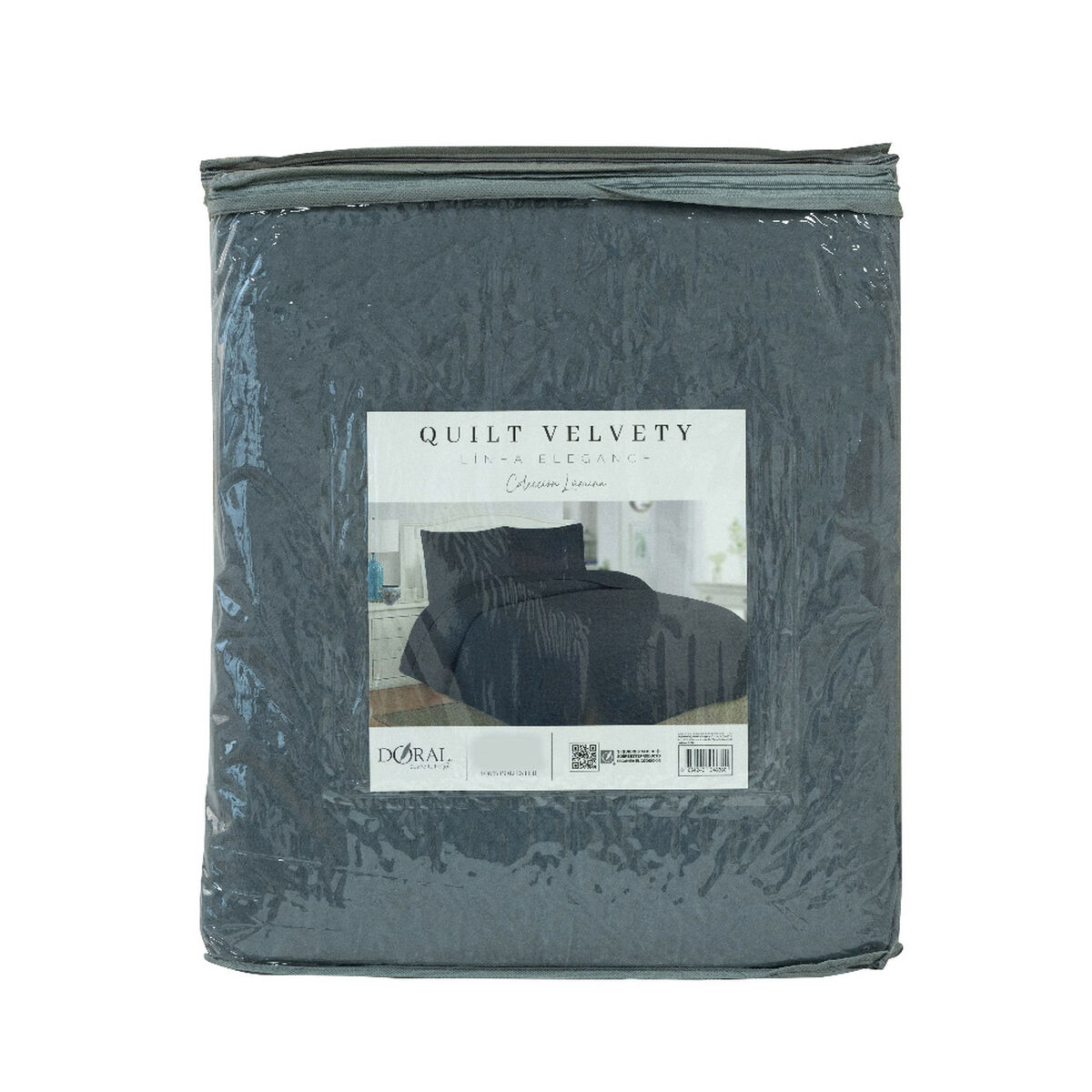 Quilt Doral 3 Plazas Lumi Velvety Gris Oscuro
