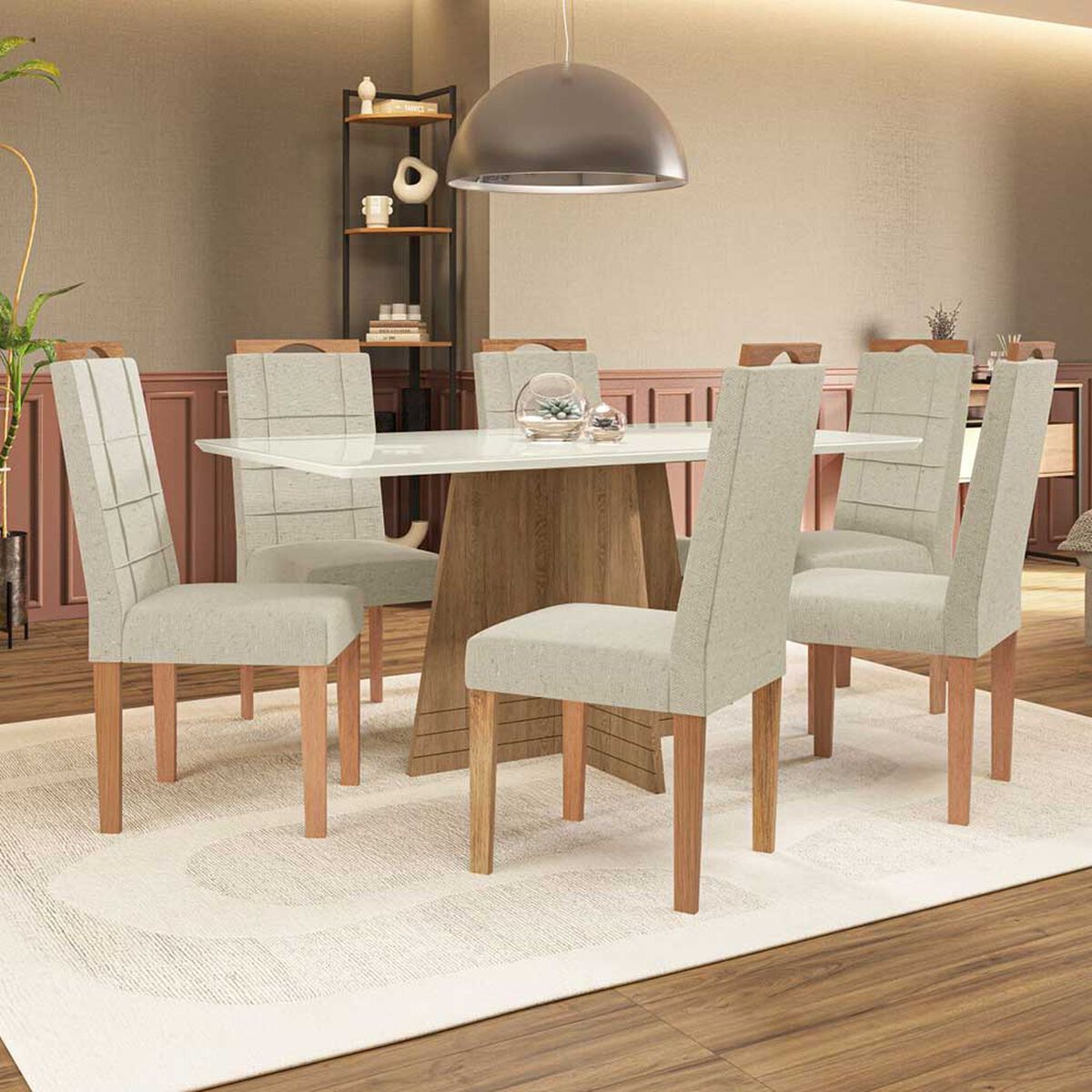 Juego de Comedor Yardas Novara 6 Sillas Off White