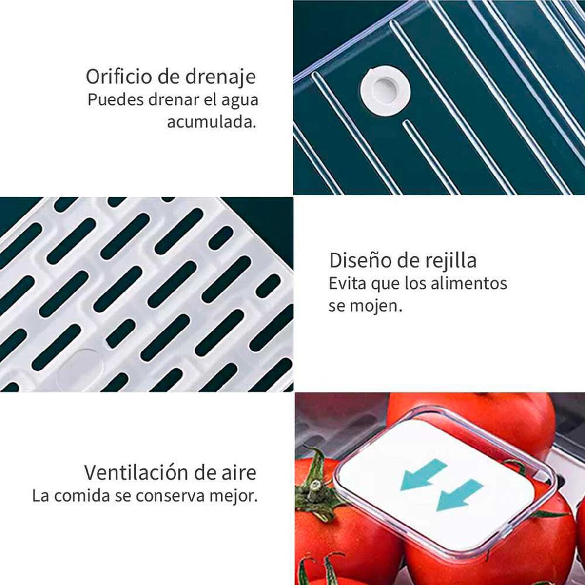 Caja Organizadora Refrigerador con Drenaje Chica Simplit