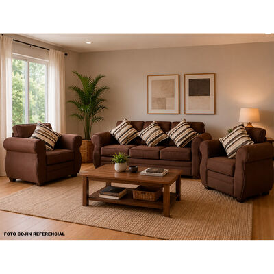 Juego de Living Almore Francia Sof&aacute; 3 Cuerpos + Dos Sillones 1 Cuerpo Caf&eacute;