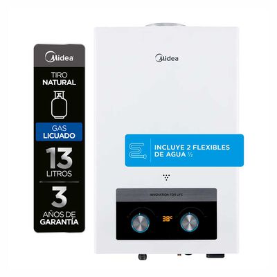 Calefont Gas Licuado Midea MGWH13-26MDNCLW-GL Tiro Natural 13 lts.