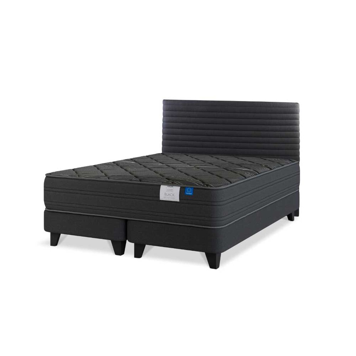 Cama Europea Flex Base Dividida King Black + Respaldo Modern Grafito