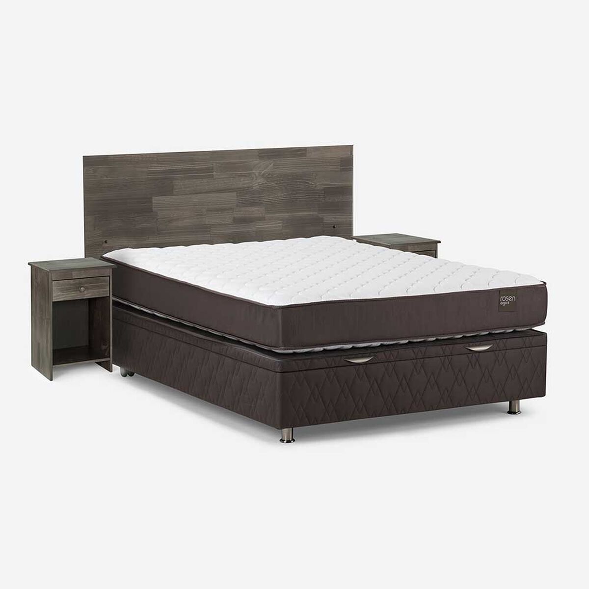 Boxet Rosen 2 Plazas Ergo T + Respaldo + 2 Veladores Tabor Grafito