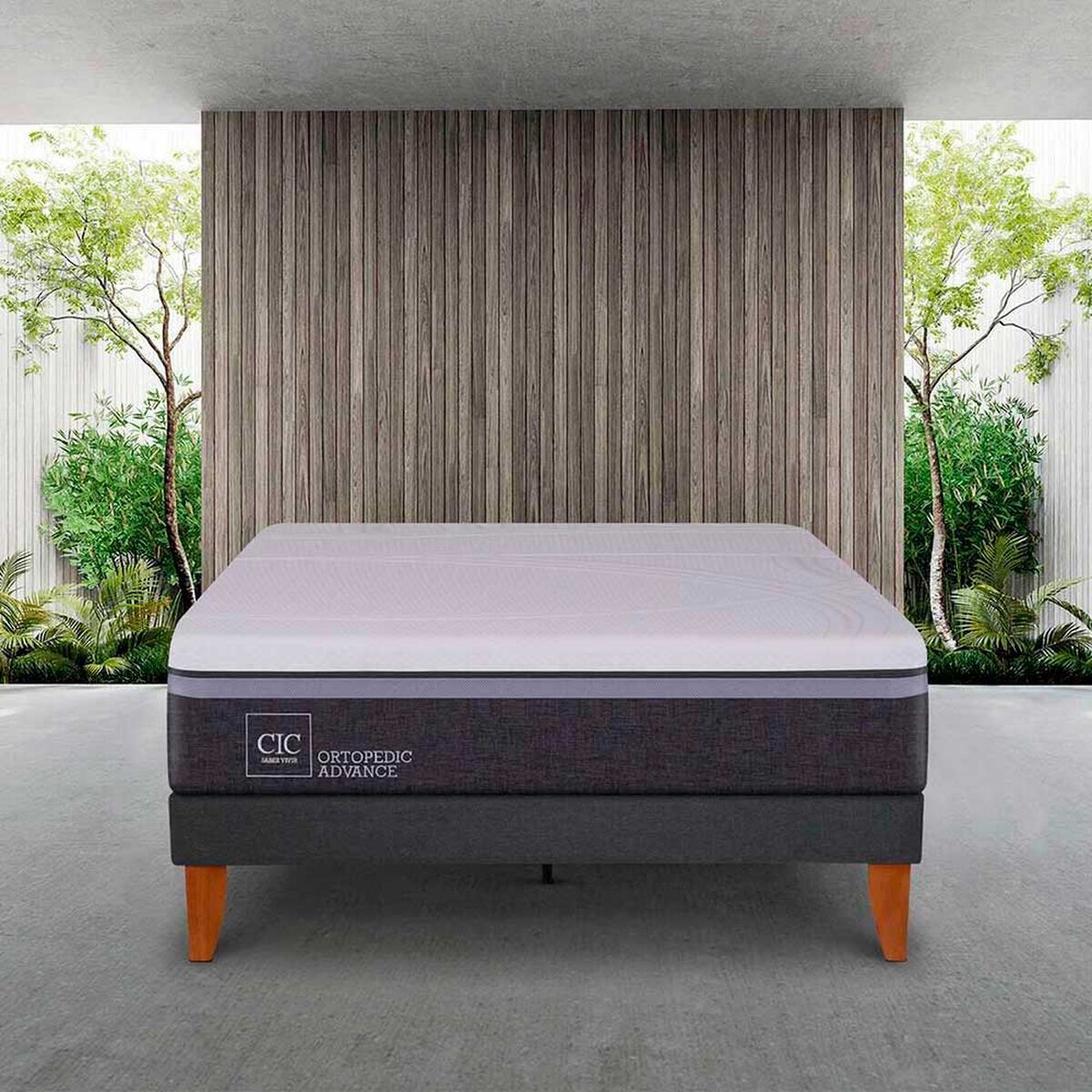 Cama Europea CIC 1,5 Plazas Ortopedic Advance + Almohada Viscoel&aacute;stica