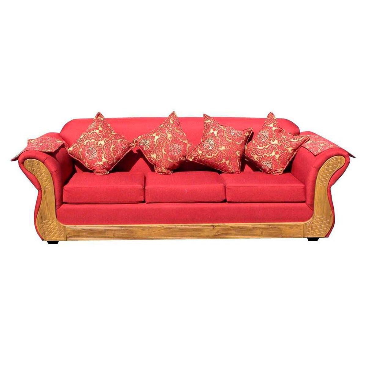 Juego de Living Almore Irlanda Sof&aacute; 3 Cuerpos + Dos Sillones 1 Cuerpo Rojo