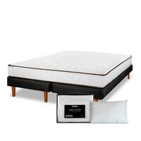 Cama Europea Flex 2 Plazas New Simple + Almohadas + Cubrecolchon Básico