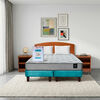 Combo Cama Europea Latam Home 2 Plazas Cannon BD Tela Turquesa + Textil + Respaldo + 2 Veladores Atlas