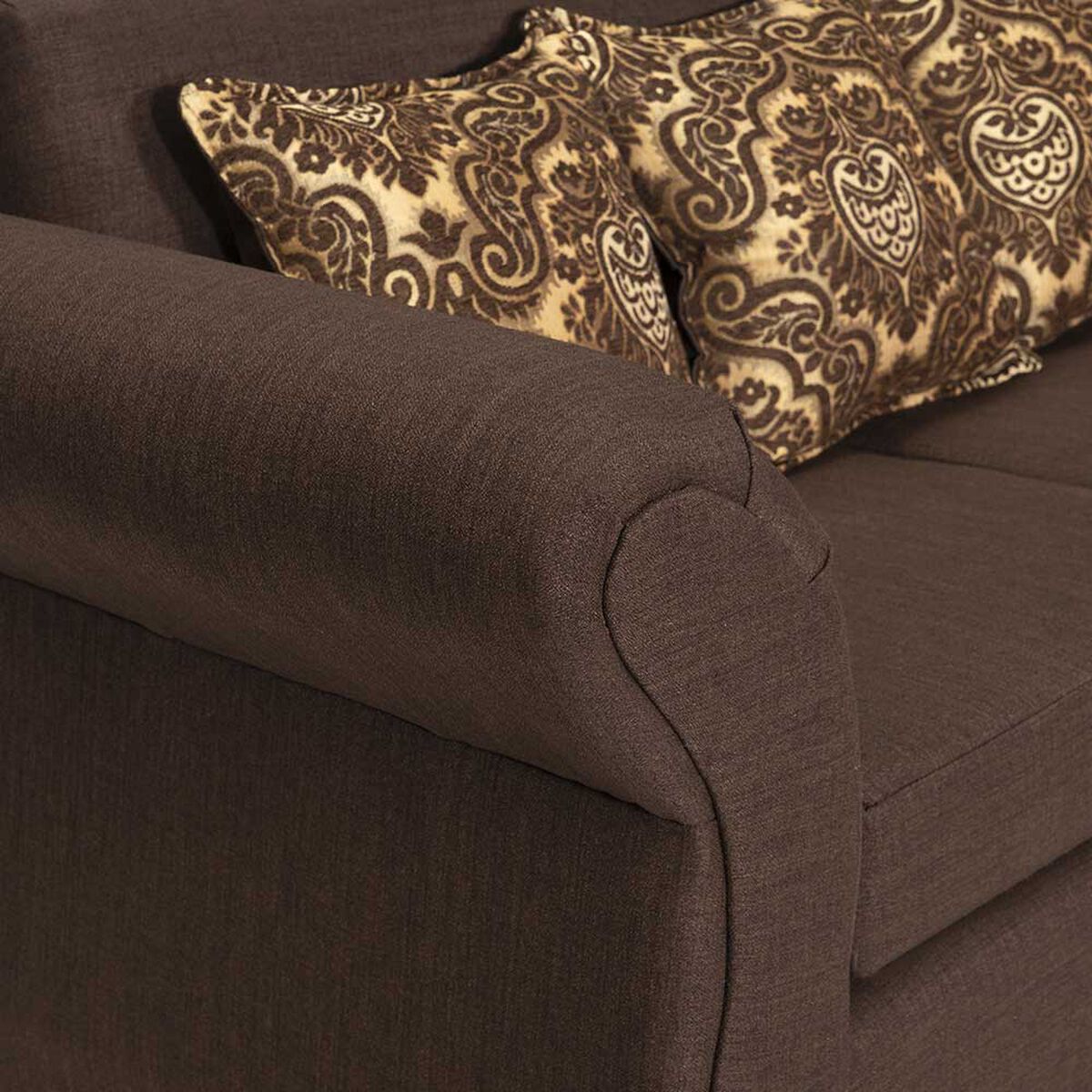 Sofá Seccional Derecho Essenza New Isabella Tela Catania Chaise longue + Sofá 2 Cuerpos Café