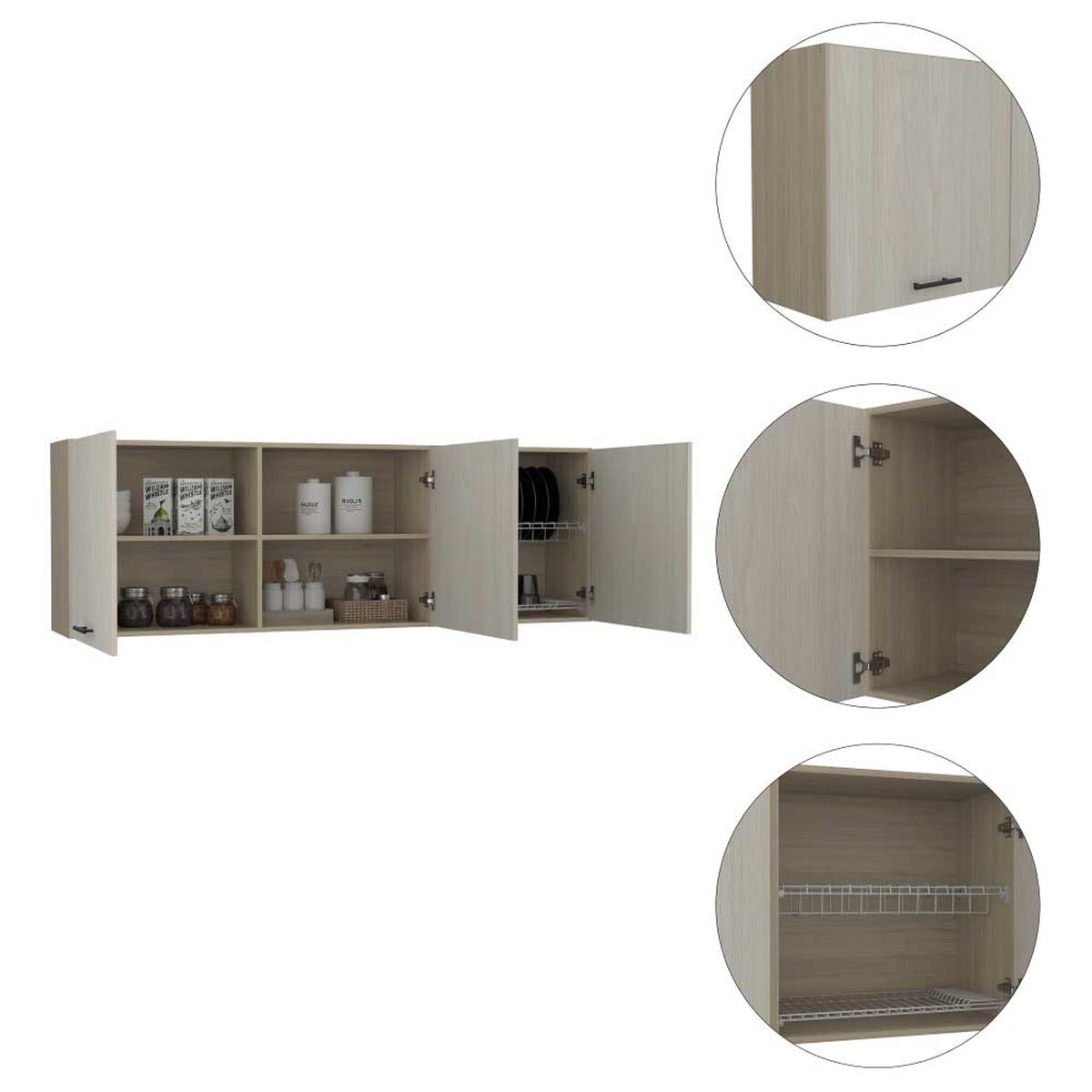 Mueble de Cocina Superior TuHome Gante 3 Puertas Rovere Niebla