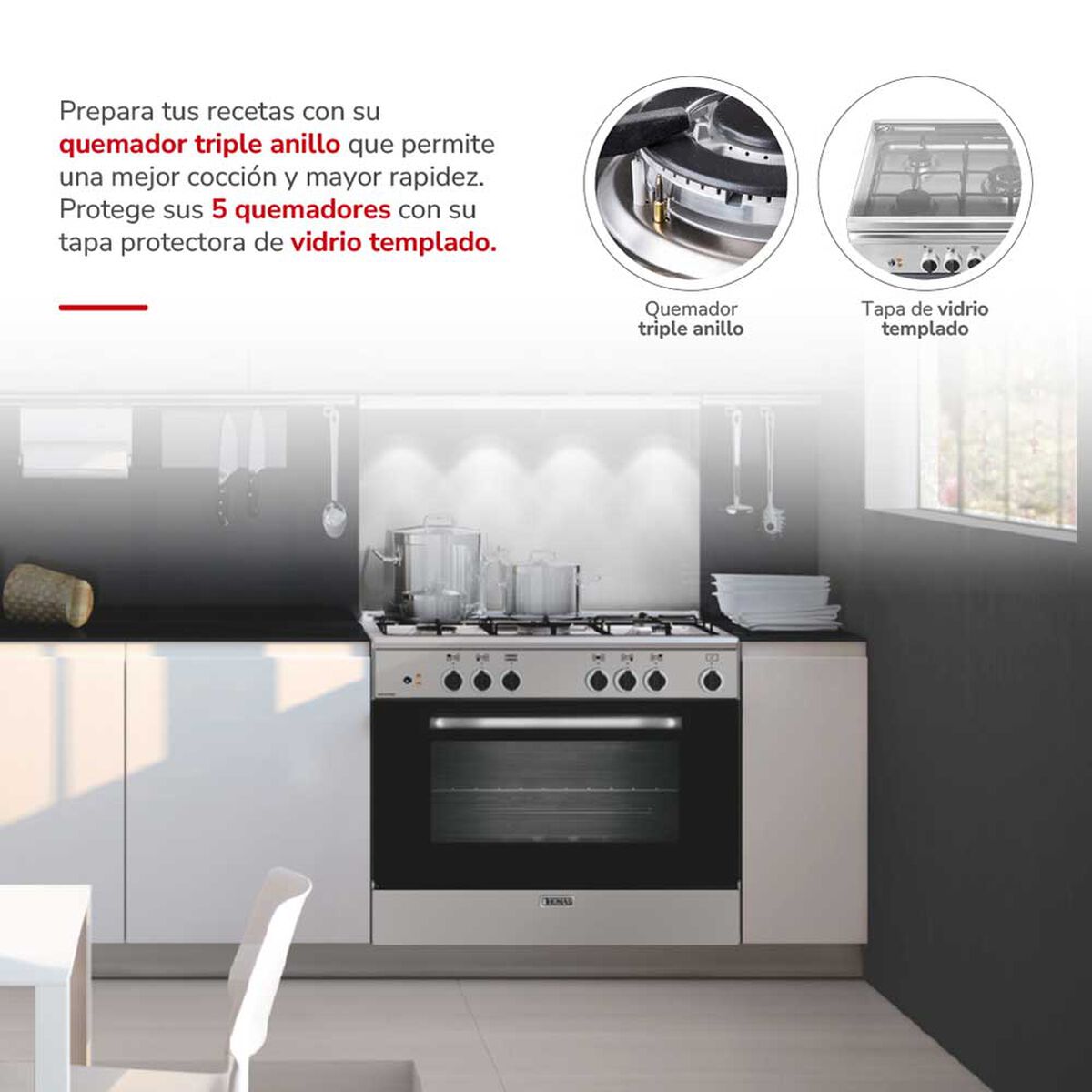 Cocina a Gas Thomas Florencia II 5 Quemadores