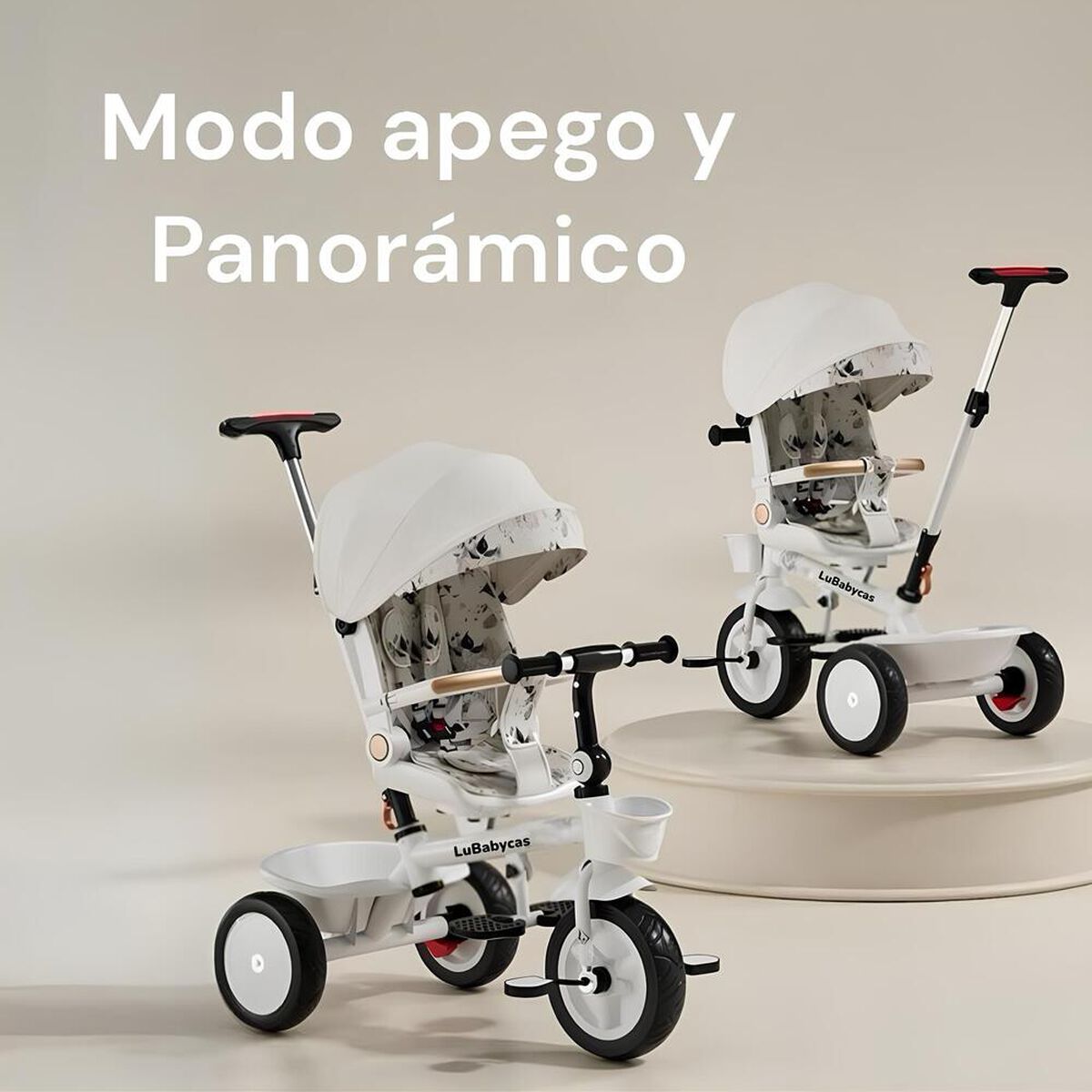 Triciclo LuBabycas 360° Multiposiciones con Mesita Blanco