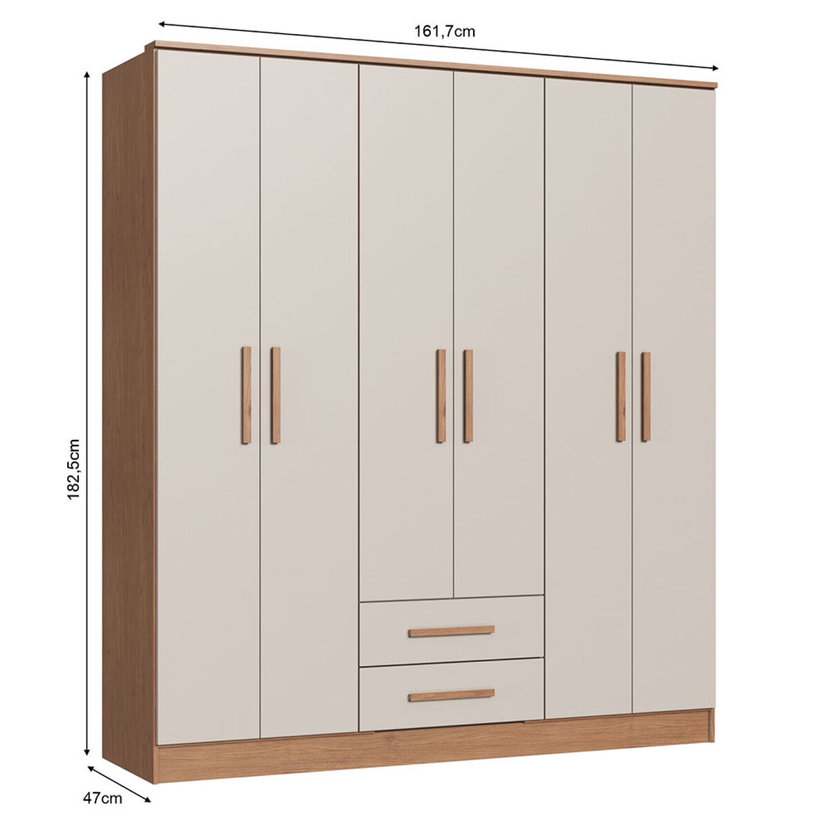Closet Vekkahome Americano 6 Puertas 2 Cajones Beige