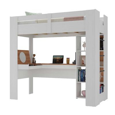 Cama con Escritorio Di Poretti Design 1 Plaza Blanca