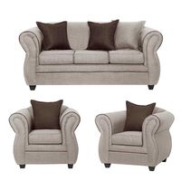 Juego de Living Black Factory Emili Sofá 3 Cuerpos + Dos Sillones 1 Cuerpo Beige