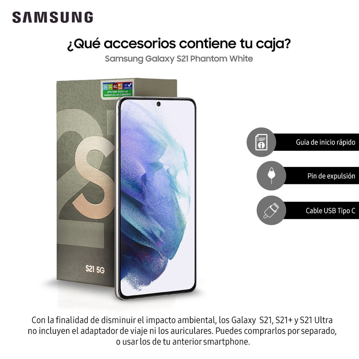 Celular Samsung Galaxy S21 128GB 6,2" Phantom White Liberado