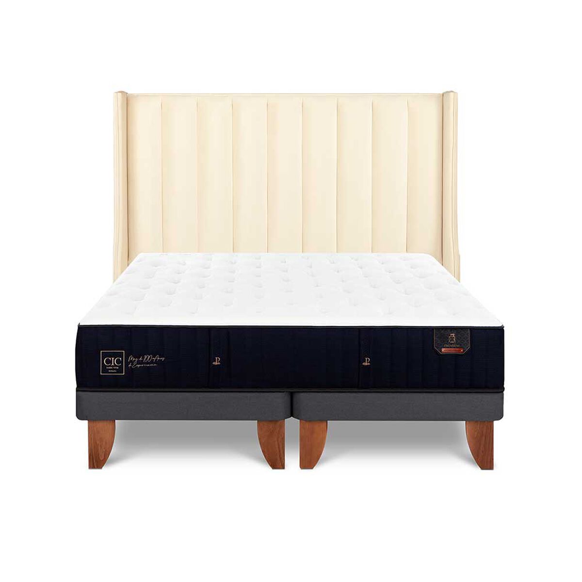Cama Europea CIC Base Dividida King Premium + Respaldo Panaro