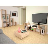 Rack TV Extensible + Biblioteca + Mesa de Centro TuHome