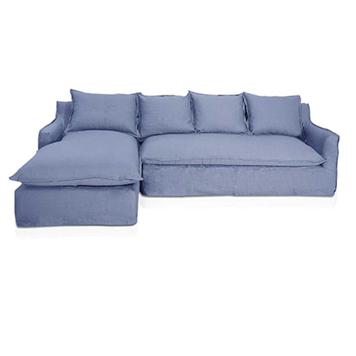 Sofá Seccional Izquierdo Innovamuebles Fontana Lino 4 Cuerpos Azul Piedra