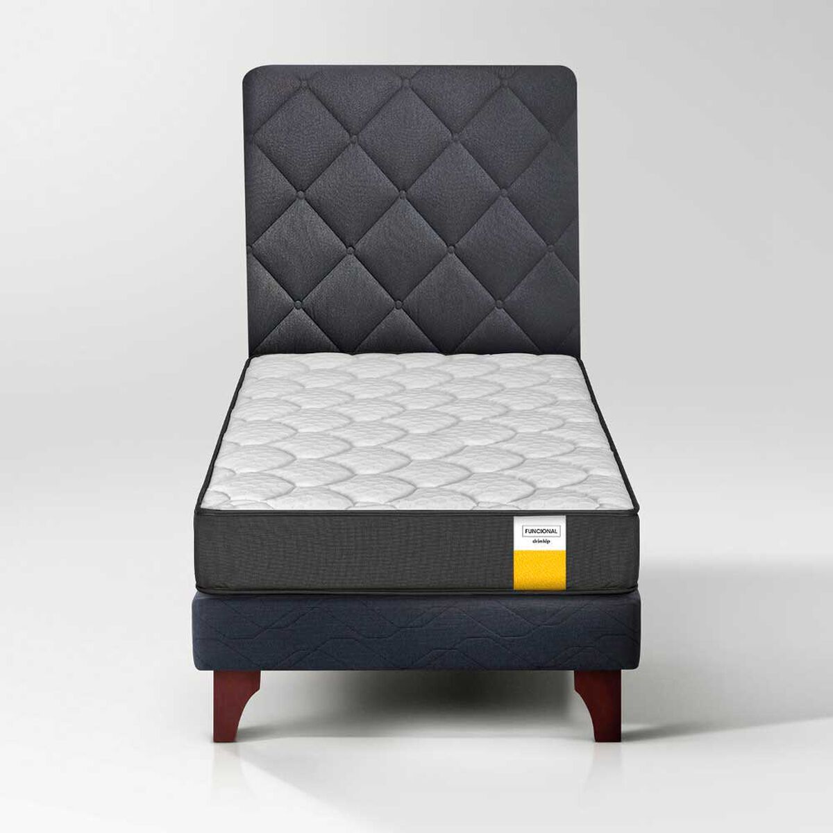 Cama Europea Drimkip 1 Plaza Plus Funcional + Respaldo Rombos