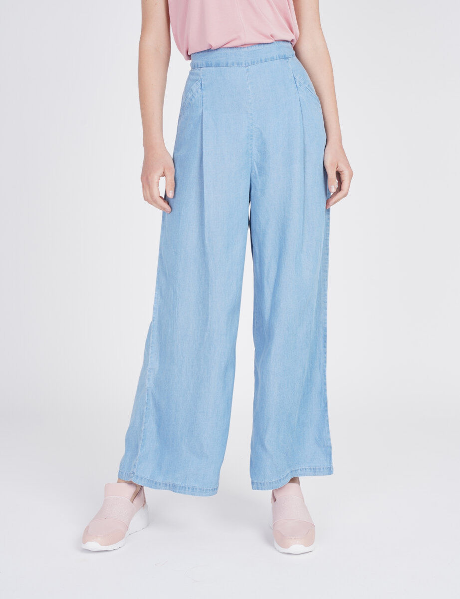 Palazzo Pants Pantalon Palazzo Celeste Pantalón Palazzo Mujer