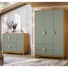 Cómoda Vekkahome Ipe 4 Cajones 1 Puerta Café Verde