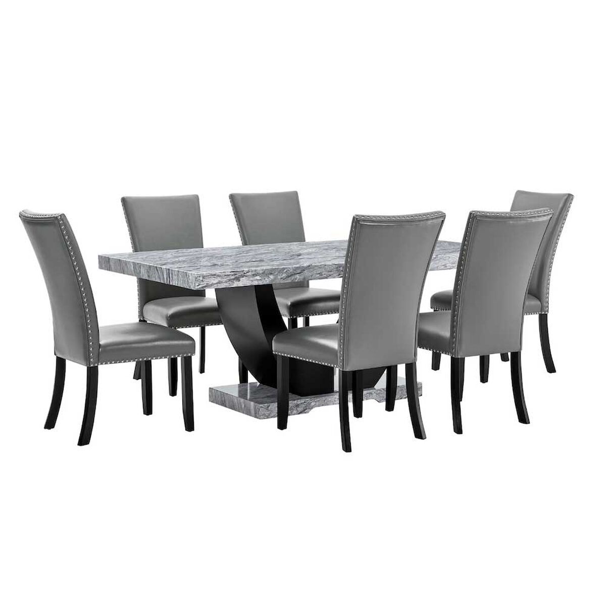 Juego de Comedor Daniels Moon 6 Sillas M&aacute;rmol Gris