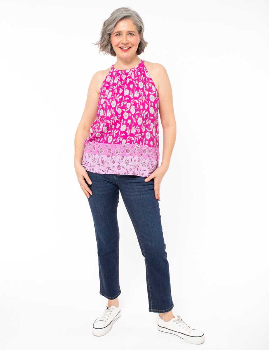 Blusa Estampada Sin Mangas Cuello Redondo Mujer Portman Club