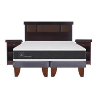 Cama Europea CIC Base Dividida 2 Plazas Ortopedic + Respaldo + 2 Veladores Dublin Chocolate