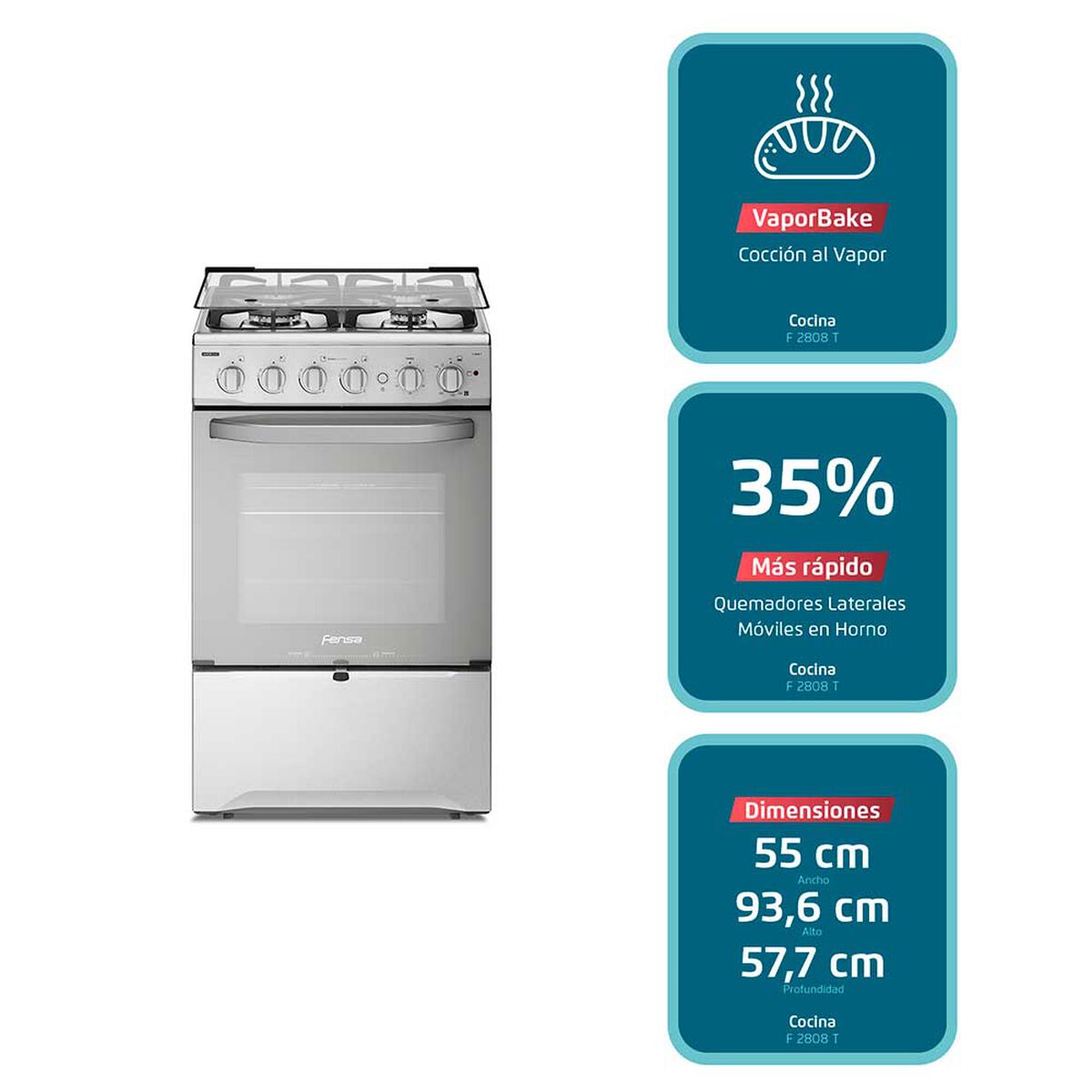 Cocina a Gas Fensa F 2808 T 4 Quemadores