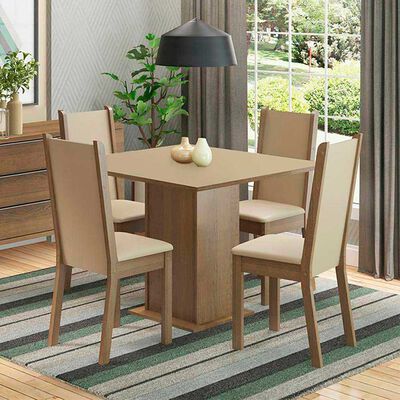 Imagen 2 del producto Juego de Comedor Vekkahome Lillo Leone 4 Sillas Beige