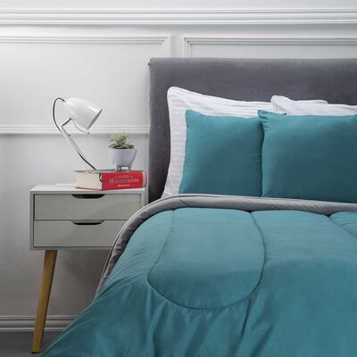 Imagen 1 del producto Set Plumón Bicolor + 2 Cojines Casanova 1,5 Plazas Liso Esmeralda Gris