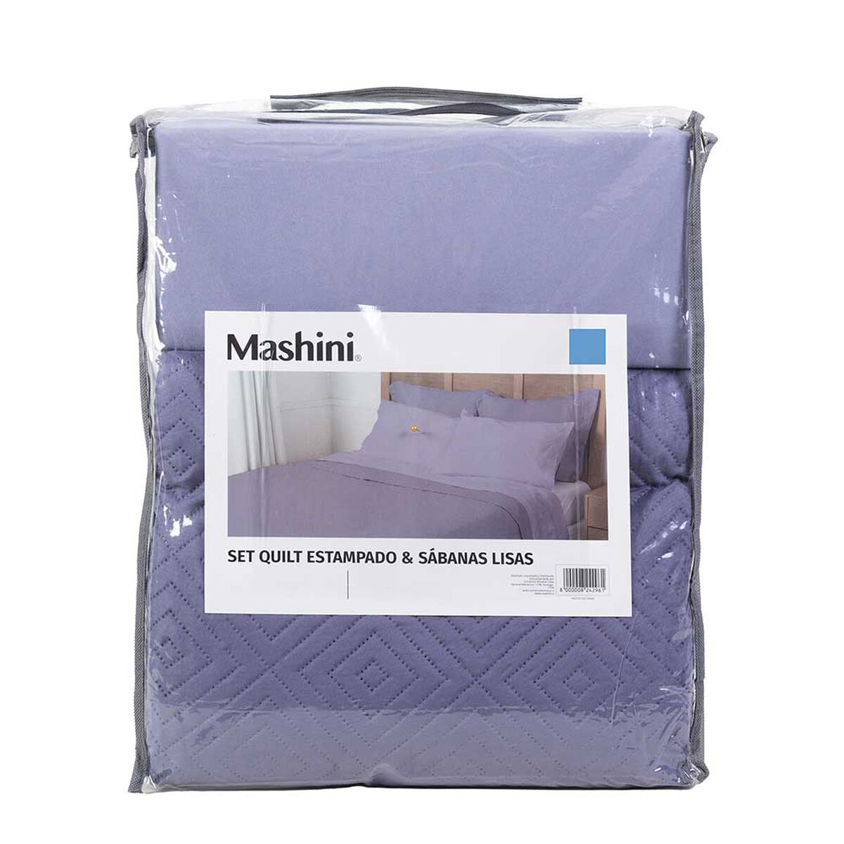 Set Quilt + Juego de Sábanas Mashini 2 Plazas Liso Morado