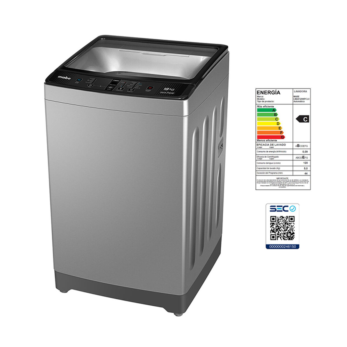 Lavadora Secadora Mabe LMA8120WGCL0 18 kg/8 kg.