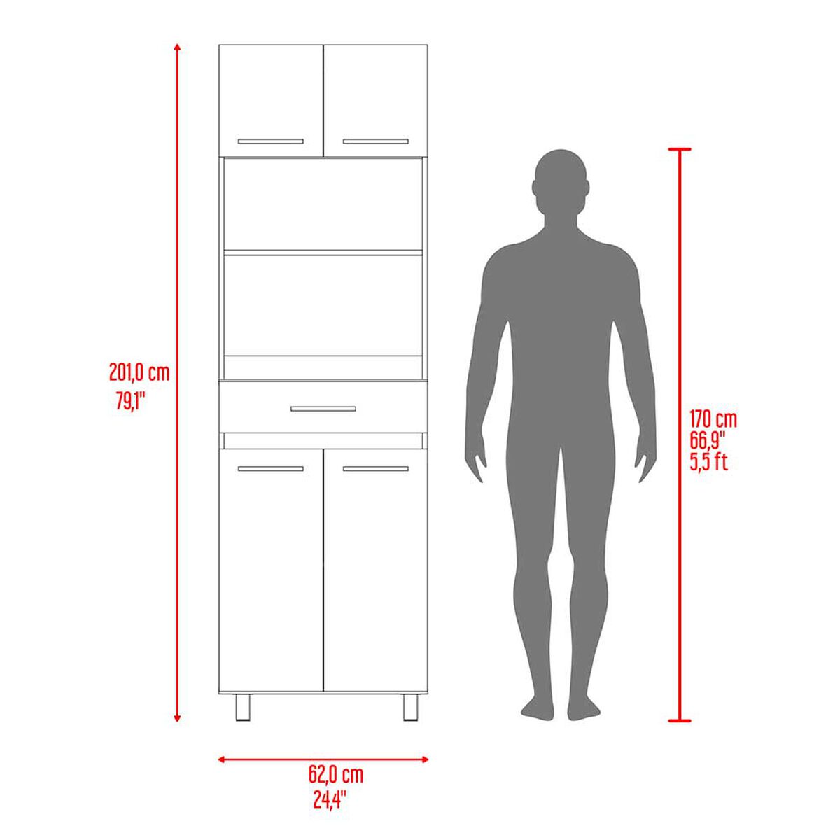 Mueble para Microondas Tuhome Luna 4 Puertas 1 Caj&oacute;n Blanco