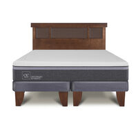 Cama Europea CIC Base Dividida 2 Plazas Ortopedic Advance + Respaldo Dublin Caramelo